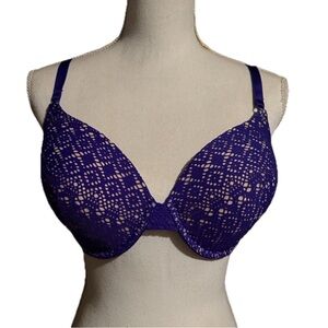 Victoria's Secret Deep Purple Lined Perfect Coverage Lace Bra 36DD
